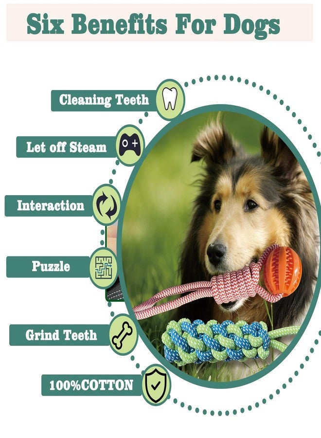 مجموعة ألعاب تفاعلية للكلاب: لعبة شد الحبل للكلاب الصغيرة والمتوسطة والكبيرة، حبل تسنين لتنظيف الأسنان، كرة ألغاز للمضغ، مجموعة ألعاب شد الحبل المطاطية للكلاب، أزرق - Image 5